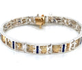 Handcrafted Sterling Silver & 14k Gold Reef Link Bracelet with Sapphires