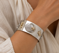 Sterling Silver & 14k Gold Sea Creatures Cuff Bracelet
