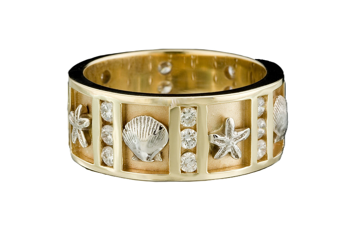 14k Gold Reef Ring with Diamonds