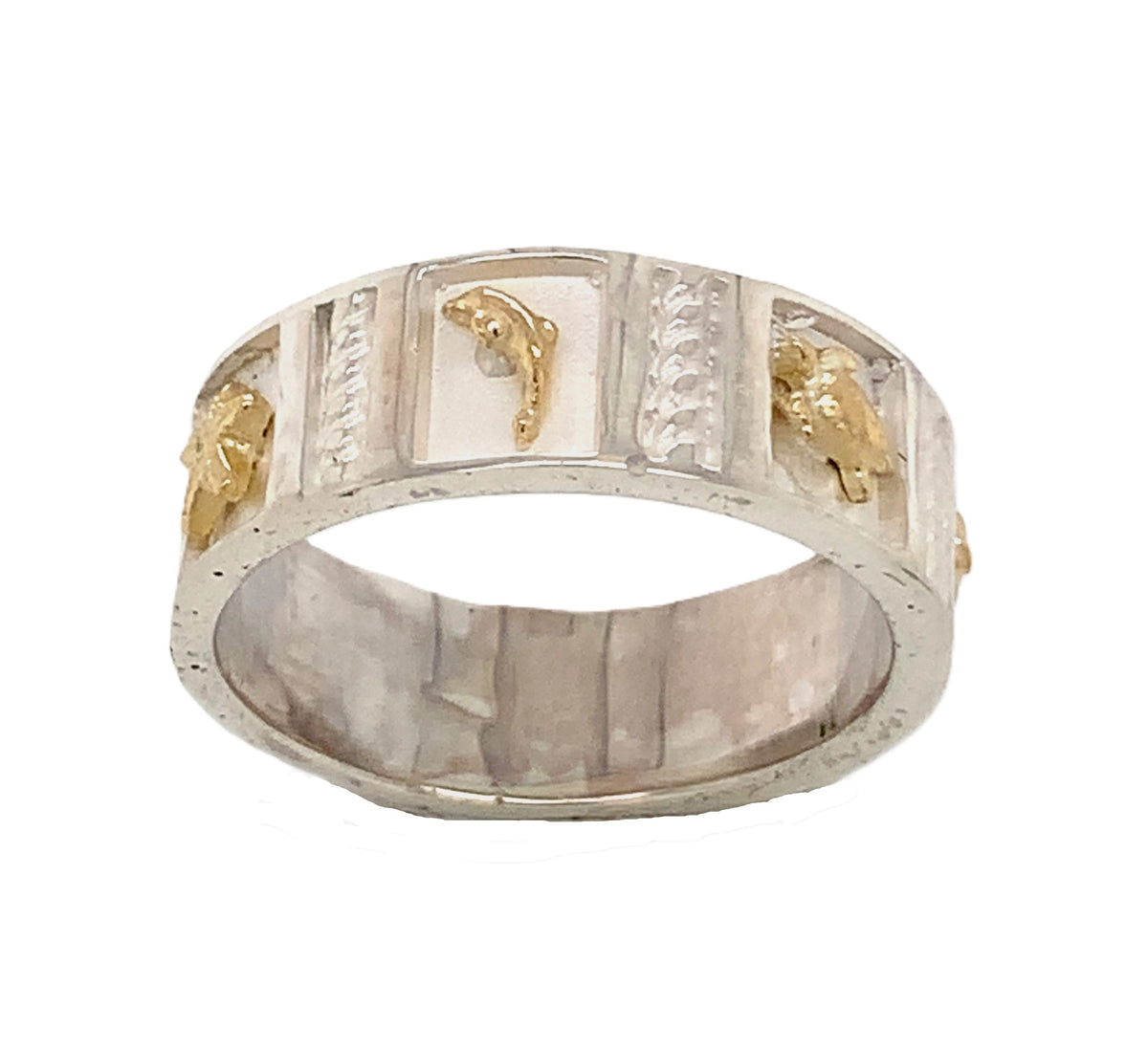 Handcrafted Sterling Silver & 14k Gold Sea Creatures Ring