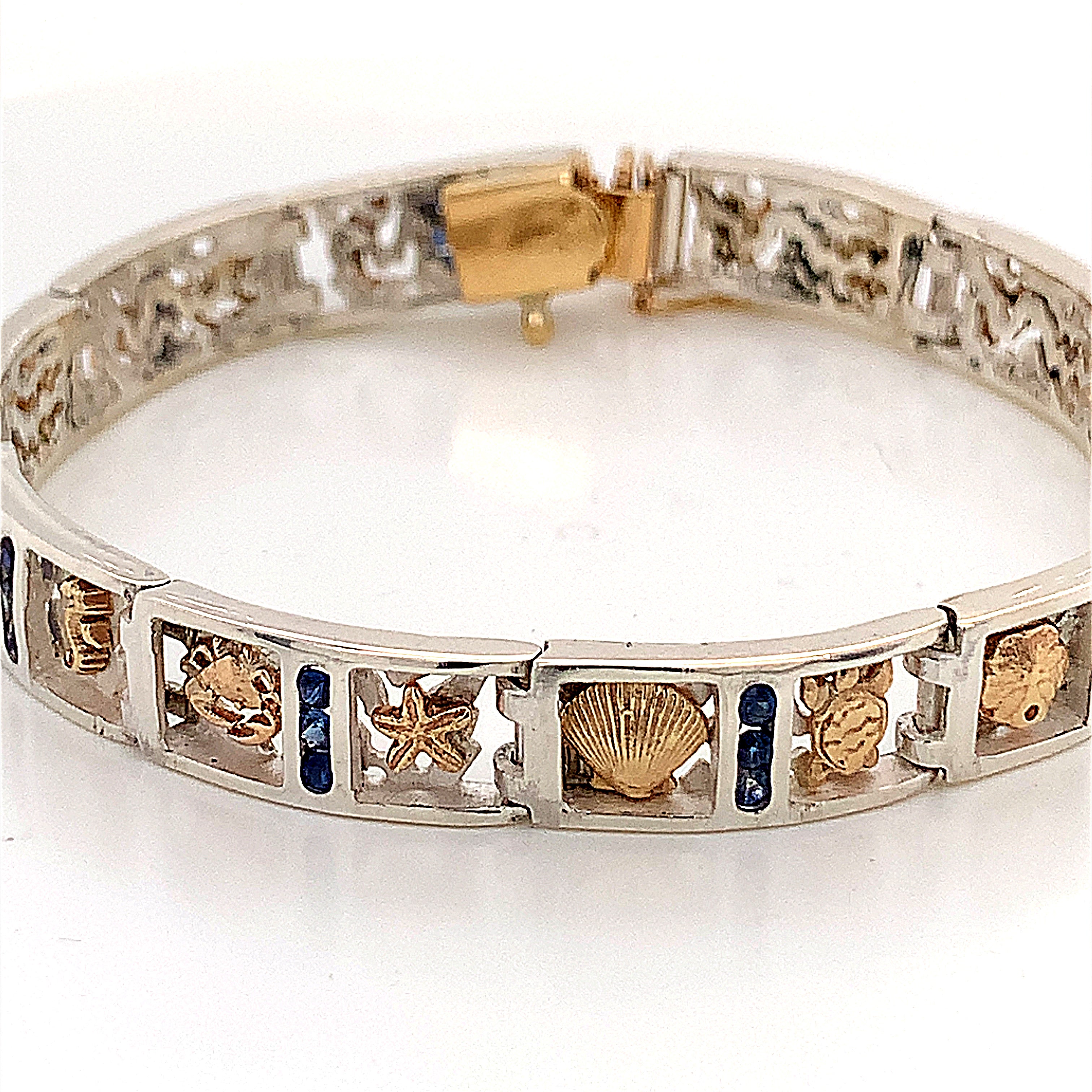 Handcrafted Sterling Silver & 14k Gold Reef Link Bracelet with Sapphires
