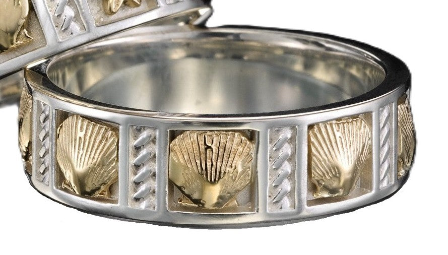 Handcrafted Sterling Silver & 14k Gold Shell Ring