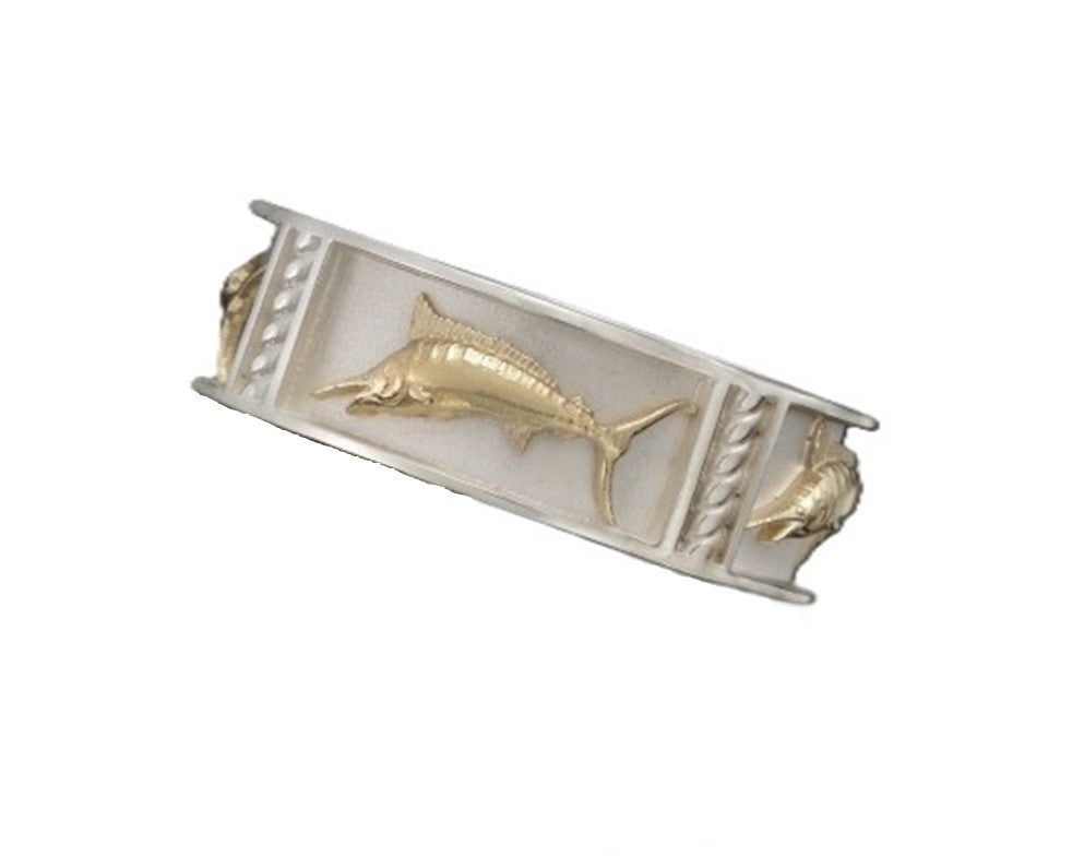 Handcrafted Sterling Silver and 14k Gold Marlin Ring