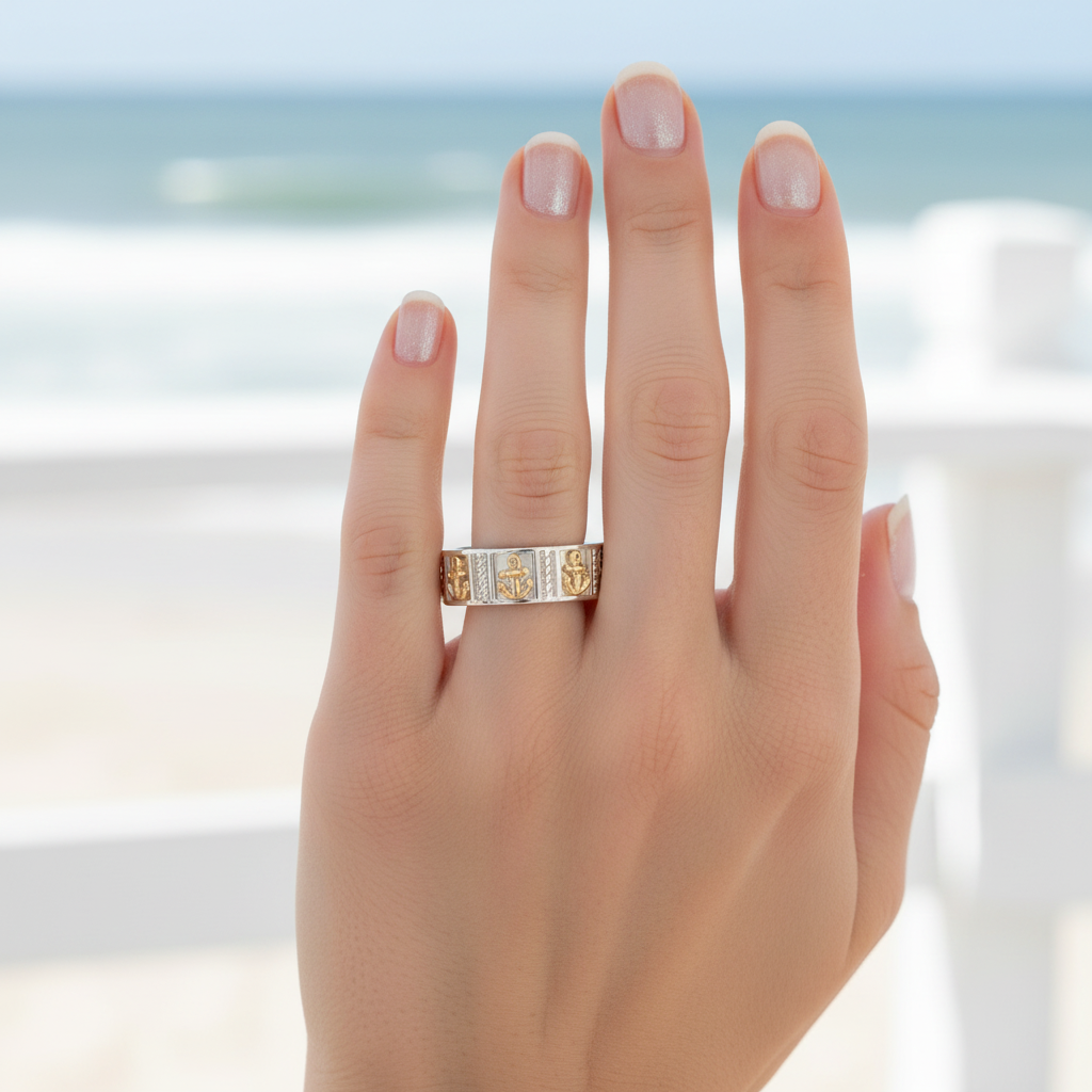 Anchor ring on model's hand