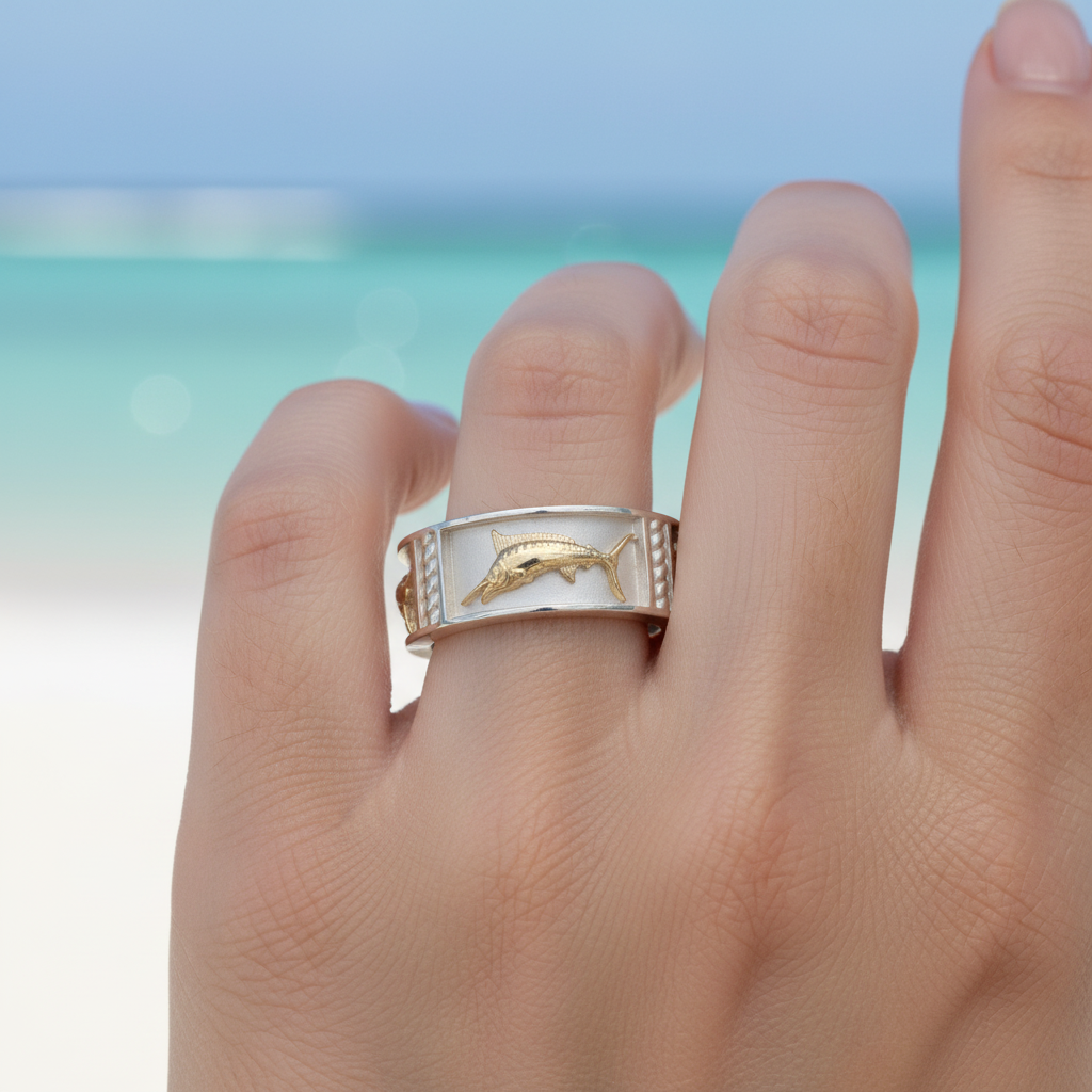 Marlin ring on model's hand