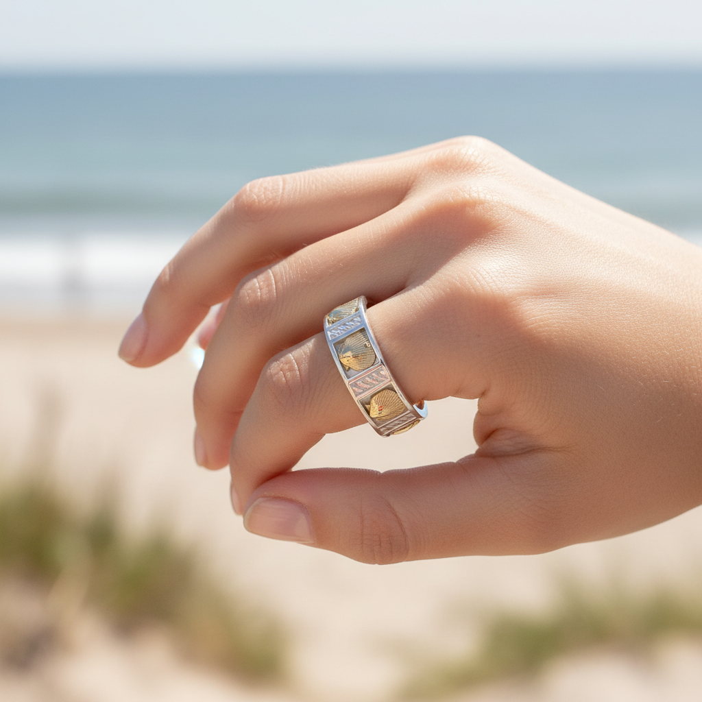 Shell Ring on model's hand